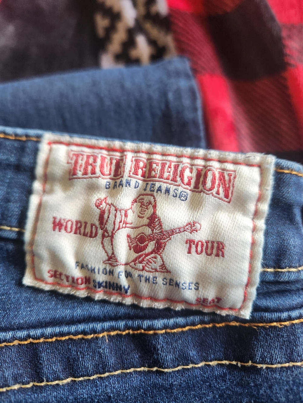 True Religion Curvy Skinny Jeans Dark Wash Horseshoe Super T Stitch 30 Like New - Picture 12 of 12